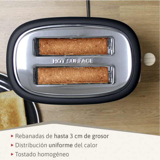 Briebe SKT1167BLK Nordic Conjunto de Torradeira de Pão com Fenda Larga, 2 Fatias + Chaleira Elétrica 1,7L sem Fio, sem BPA, 2200, Preto