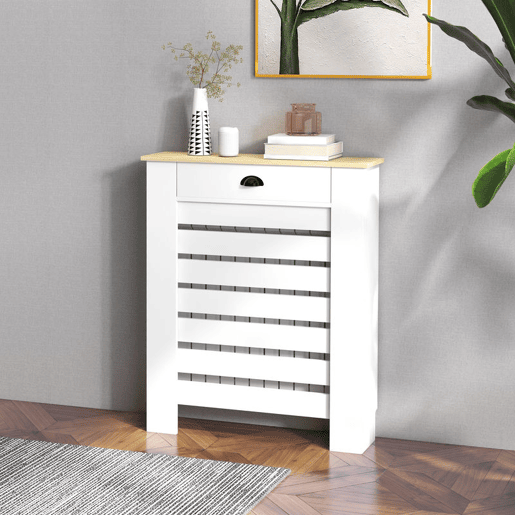 HOMCOM Cobertura para Radiador com Gaveta Cobertura para Radiador de MDF para Sala de Estar Dormitório Corredor 78x19x95,5 cm Branco