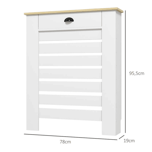 HOMCOM Cobertura para Radiador com Gaveta Cobertura para Radiador de MDF para Sala de Estar Dormitório Corredor 78x19x95,5 cm Branco