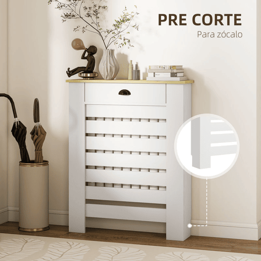 HOMCOM Cobertura para Radiador com Gaveta Cobertura para Radiador de MDF para Sala de Estar Dormitório Corredor 78x19x95,5 cm Branco