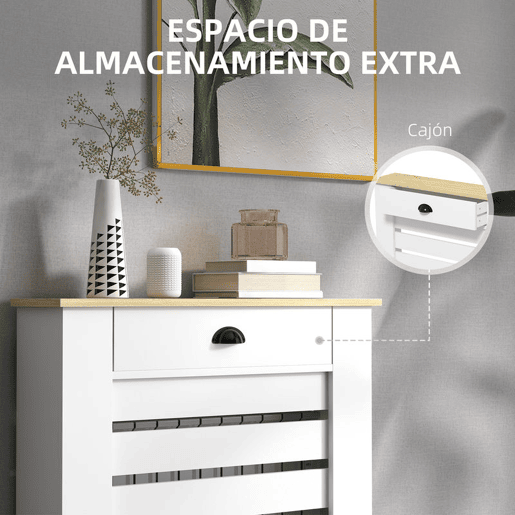 HOMCOM Cobertura para Radiador com Gaveta Cobertura para Radiador de MDF para Sala de Estar Dormitório Corredor 78x19x95,5 cm Branco