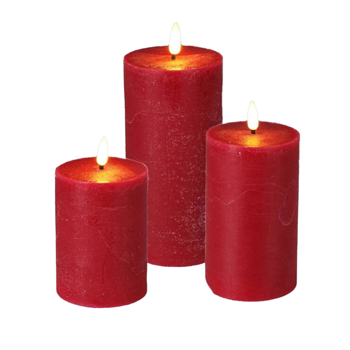 Well home conjunto de 3 velas led en diferentes tamaños en color rojo con temporizador