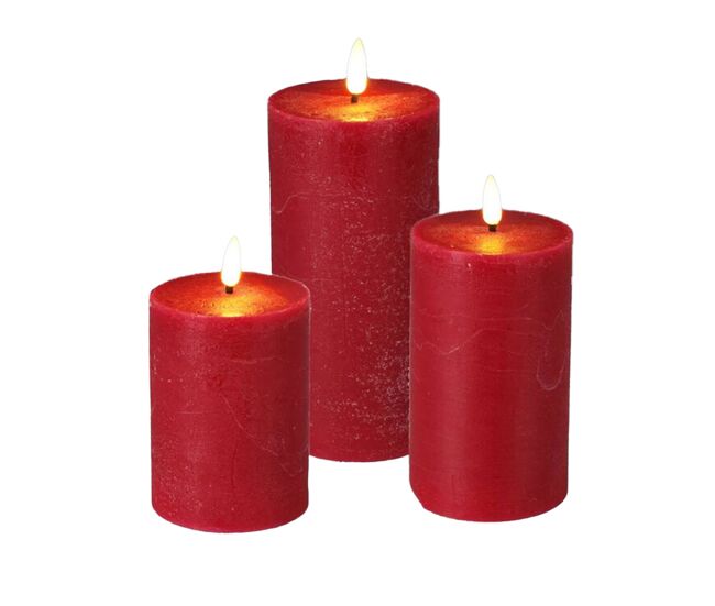 Well home conjunto de 3 velas led en diferentes tamaños en color rojo con temporizador