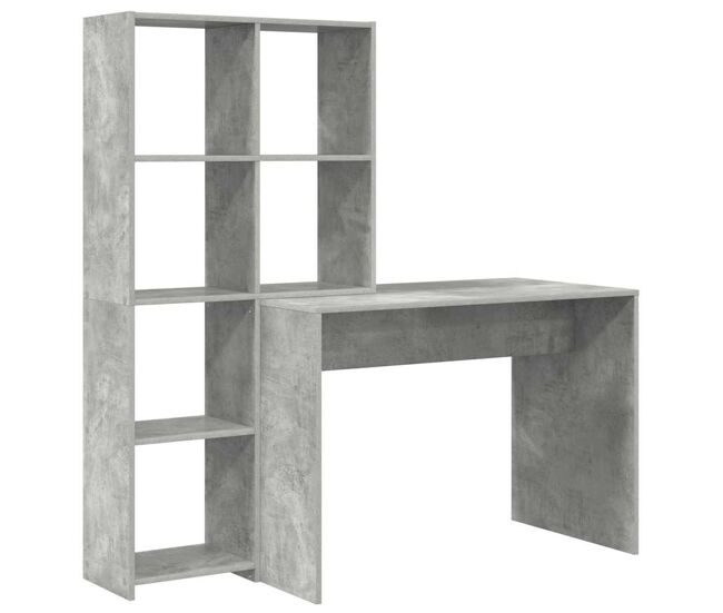 Escritorio - mesa de ordenador con estante gris hormigón 138.5 x 55 x 143 cm