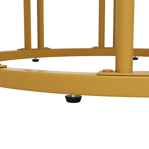 Mesa redonda 100x100x76 cm - Mesa de jantar com pernas metálicas e tampo em MDF marmorizado - Dourado