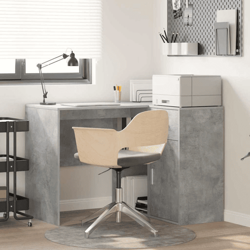 Secretária de canto - Mesa de computador com gaveta 2 pcs Cinzento 102 x 50 x 75 cm