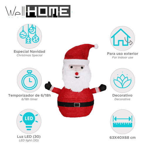 Bem-vindo ao Papai Noel 3D com LEDs Quentes