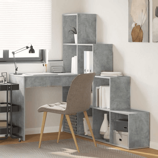Secretária de canto - Mesa de computador Cinzento cimento 101,5 x 149,5 x 149,5 cm