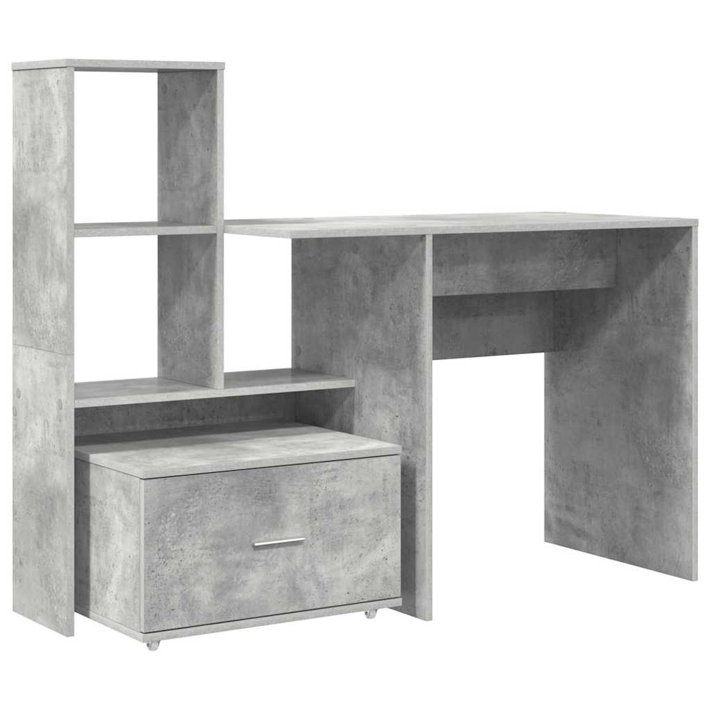 Escritorio - mesa de ordenador con cajón gris hormigón 131.5 x 50 x 106.5 cm