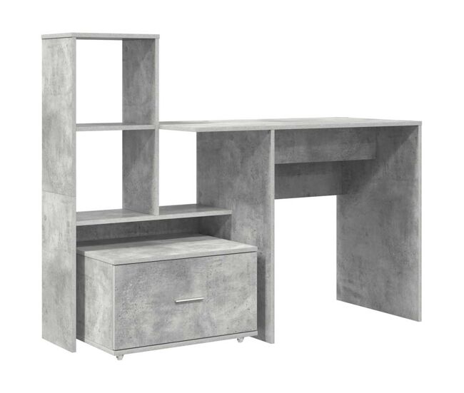 Escritorio - mesa de ordenador con cajón gris hormigón 131.5 x 50 x 106.5 cm