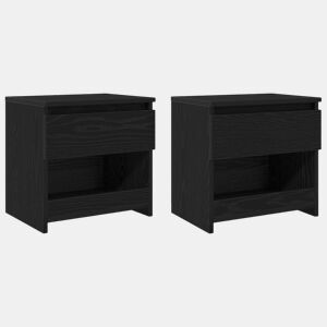 Lote de 2 Mesa De Cabeceira - Mesinha De Cabeceira Carvalho Preto 40 x 30 x 39 cm