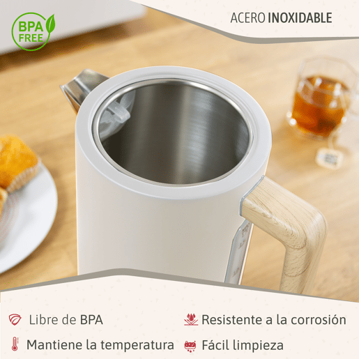 Briebe SKT1167WHT Nordic Conjunto de Torradeira de Pão com Fenda Larga, 2 Fatias + Chaleira Elétrica 1,7L sem Fio, sem BPA, 2200, Branco
