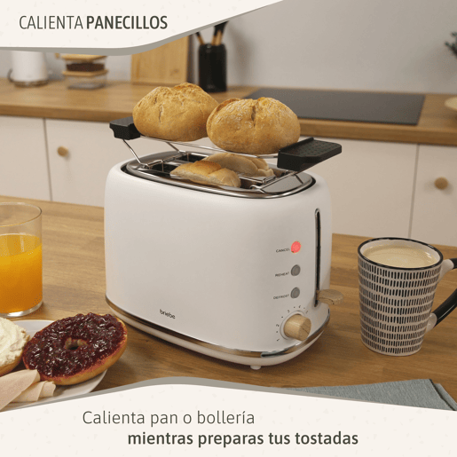 Briebe SKT1167WHT Nordic Conjunto de Torradeira de Pão com Fenda Larga, 2 Fatias + Chaleira Elétrica 1,7L sem Fio, sem BPA, 2200, Branco