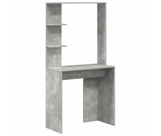 Escritorio - mesa de ordenador con estante gris hormigón 78.5 x 37 x 154.5 cm