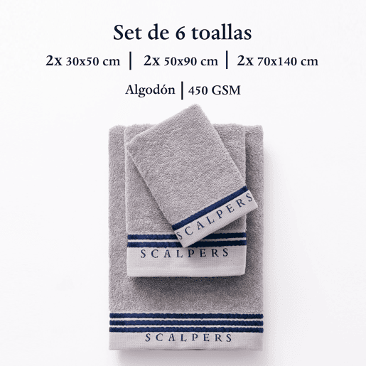 Conjunto de 6 toalhas de banho 450GSM em algodão Scalpers Home