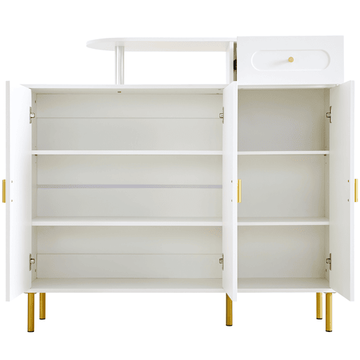 Cômoda 120x35x92 cm - com 1 gaveta e 3 portas, com puxadores e pés metálicos - Branco