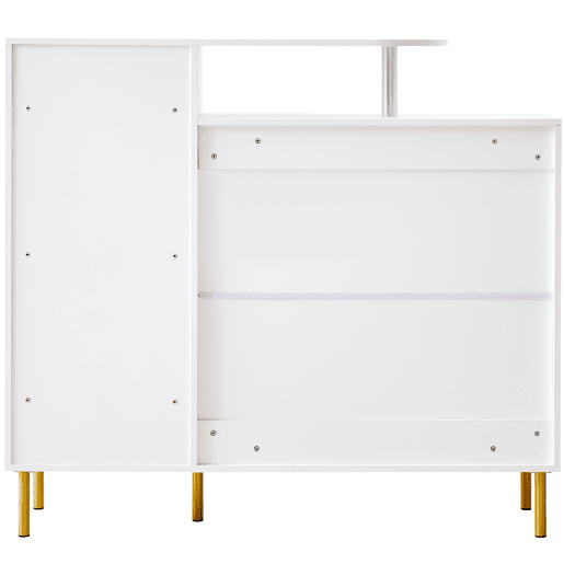 Cômoda 120x35x92 cm - com 1 gaveta e 3 portas, com puxadores e pés metálicos - Branco