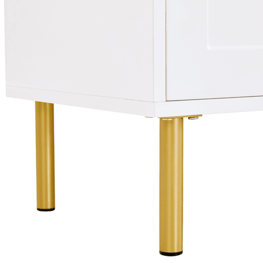 Cômoda 120x35x92 cm - com 1 gaveta e 3 portas, com puxadores e pés metálicos - Branco