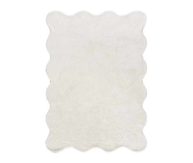 Alfombra borde ondulado liso blanco mellow, 120x170 cm - atticgo