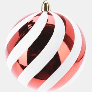 Bola de Natal listrada vermelha Well Home com acabamento brilhante