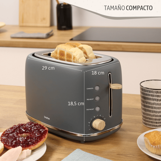 Briebe SKT1177GRY Nordic Tostapane a Fessura Larga a 2 Fette+ Chaleira de Indução com Apito, 2,3 L, 870, Cinza