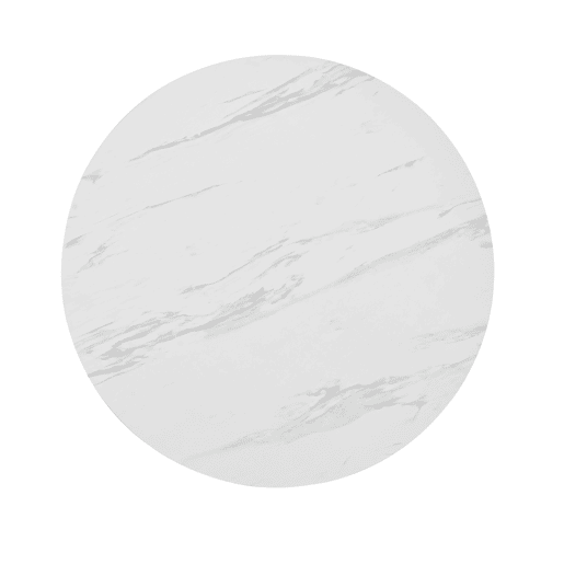 Mesa redonda - Mesa de jantar com base metálica única, design moderno com padrão marmorizado - Branco