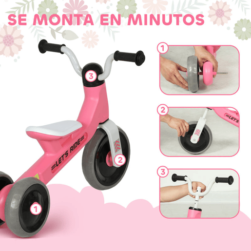 AIYAPLAY Bicicleta sem Pedais para Crianças dos 12 aos 36 Meses Bicicleta de Equilíbrio com Rodas Silenciosas e Antifuro Guiadores com Rotação Limitada a 60° 69x40x49 cm Rosa