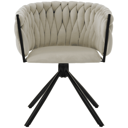 Cadeira de jantar individual - Poltrona luxuosa clara, com base de metal - Bege