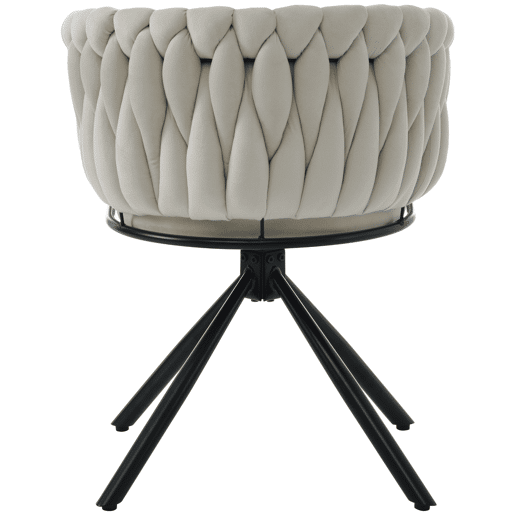 Cadeira de jantar individual - Poltrona luxuosa clara, com base de metal - Bege