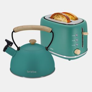 Briebe SKT1177GRE Nordic Tostapane a Fessura Larga a 2 Fette+ Chaleira de Indução com Apito, 2,3 L, 870, Verde