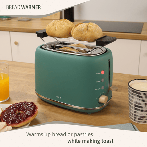 Briebe SKT1177GRE Nordic Tostapane a Fessura Larga a 2 Fette+ Chaleira de Indução com Apito, 2,3 L, 870, Verde