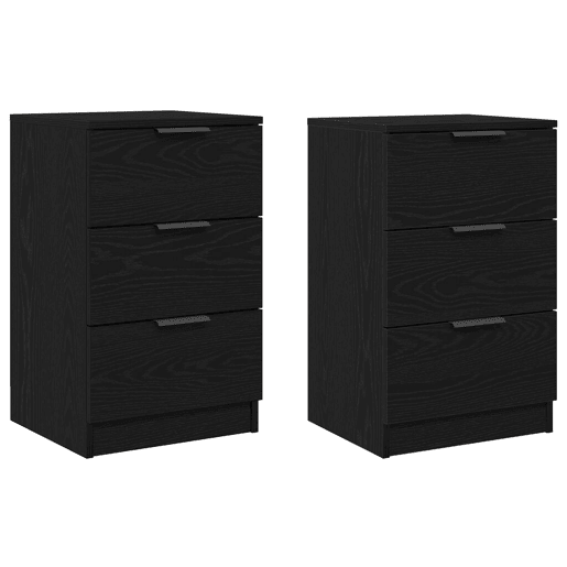 Lote de 2 Mesa De Cabeceira - Mesinha De Cabeceira Carvalho preto 40 x 65 x 65 cm
