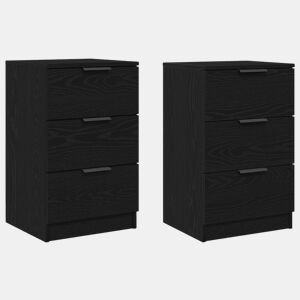 Lote de 2 Mesa De Cabeceira - Mesinha De Cabeceira Carvalho preto 40 x 65 x 65 cm