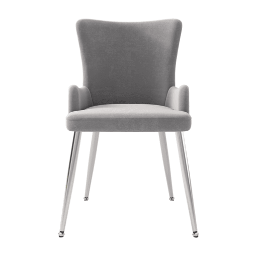 Cadeira de jantar de veludo 2er Set - luxuosa com quatro pernas metálicas prateadas - Cinza Cadeira de jantar de veludo 2er Set - luxuosa com quatro pernas metálicas prateadas - Cinza