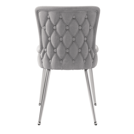 Cadeira de jantar de veludo 2er Set - luxuosa com quatro pernas metálicas prateadas - Cinza Cadeira de jantar de veludo 2er Set - luxuosa com quatro pernas metálicas prateadas - Cinza