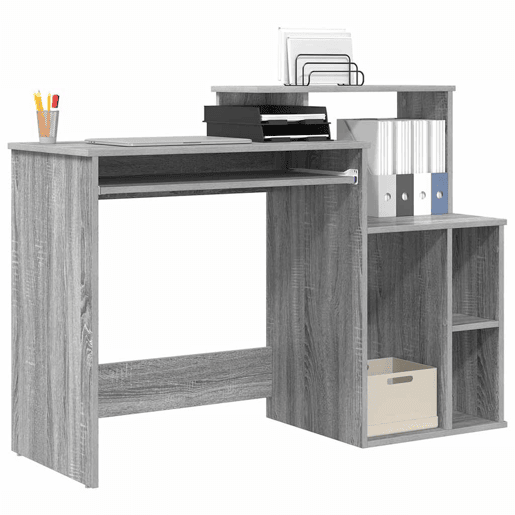 Secretária Escrivaninha de computador - com Armazenamento Sonoma cinzento 120.5 x 44 x 88.5 cm