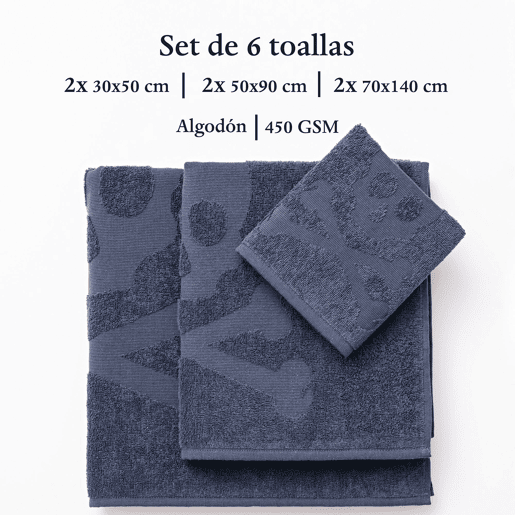 Conjunto de 6 toalhas de banho 100% algodão com estampa de caveira Scalpers Home