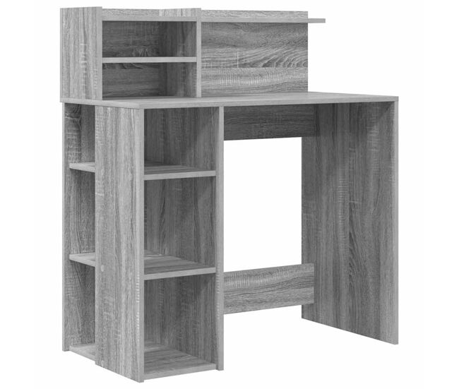 Escritorio - mesa de ordenador con almacenamiento gris sonoma 90 x 48 x 101.5 cm