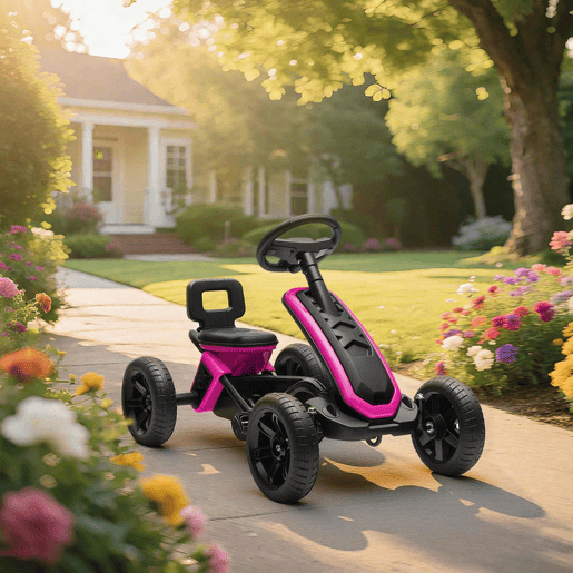 AIYAPLAY Kart Pedais Kart com Rodas Antiderrapantes de EVA Estrutura Metálica Carga 30 kg para Crianças de 2-5 Anos 85,5x49x57 cm Rosa