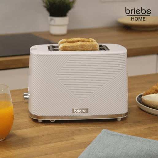 Briebe TA1169WHT Elegance Torradeira Ranhura Larga 2 Fatias, 7 Níveis de tostagem, Grelha de Aquecimento, Descongelação, 870, Branco