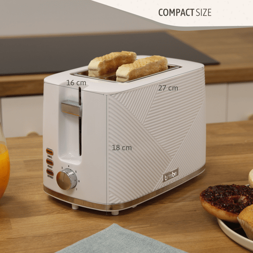 Briebe TA1169WHT Elegance Torradeira Ranhura Larga 2 Fatias, 7 Níveis de tostagem, Grelha de Aquecimento, Descongelação, 870, Branco