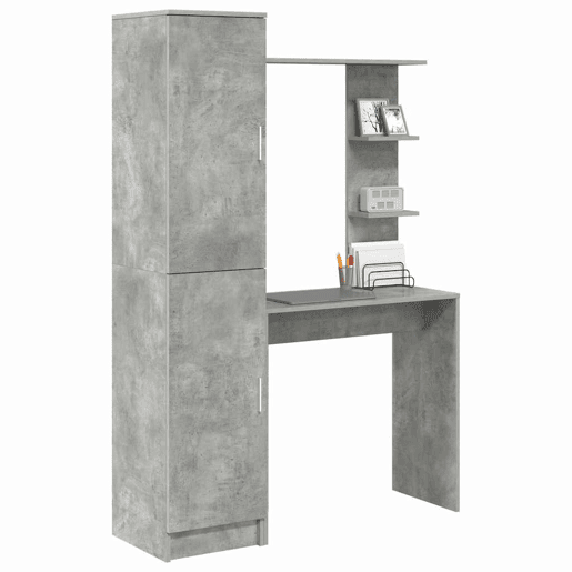 Secretária Escrivaninha de computador - com Armazenamento 2 pcs Cinzento 78.5 x 37 x 154.5 cm