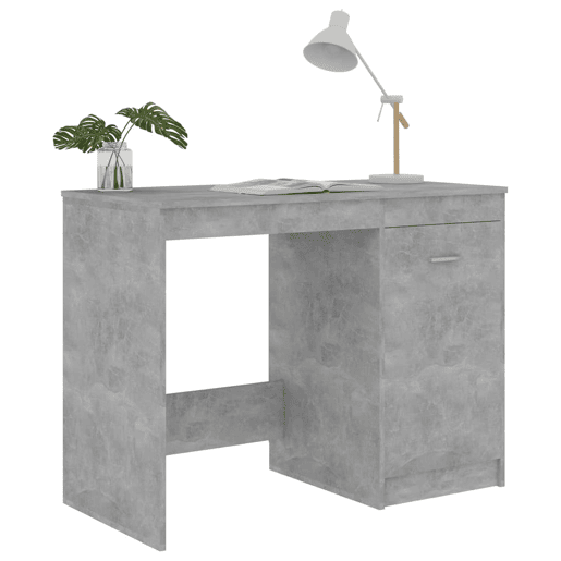 Secretária Escrivaninha de computador - 100x50x76 cm derivados de madeira cinzento cimento