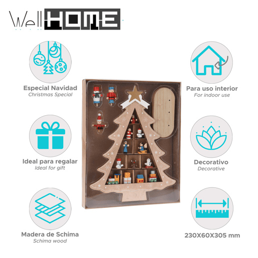 Árvore de madeira Well Home com decoração suspensa