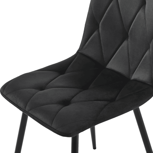 Conjunto de 4 cadeiras de jantar - Polsterstuhl com encosto, veludo Twill, estrutura metálica - Preto