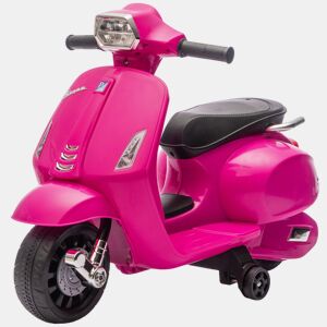 AIYAPLAY Moto Elétrica Infantil 6V com Licença Vespa, Com Rodas Auxiliares de 6,9'', Velocidade de 2,5 kmh, Faróis e Buzina, para Crianças de 2-4 Anos, Rosa