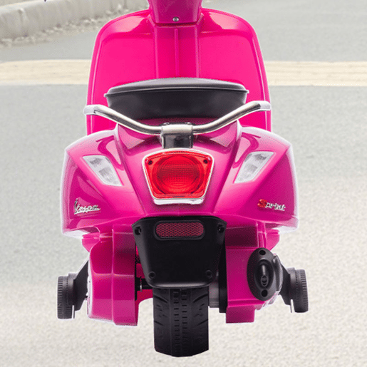 AIYAPLAY Moto Elétrica Infantil 6V com Licença Vespa, Com Rodas Auxiliares de 6,9'', Velocidade de 2,5 kmh, Faróis e Buzina, para Crianças de 2-4 Anos, Rosa