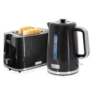 Briebe SKT1170BLK Elegance Conjunto de Torradeira de Pão com Fenda Larga, 2 Fatias + Chaleira Elétrica 1,7L sem Fio, sem BPA, 2200, Preto