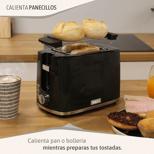 Briebe SKT1170BLK Elegance Conjunto de Torradeira de Pão com Fenda Larga, 2 Fatias + Chaleira Elétrica 1,7L sem Fio, sem BPA, 2200, Preto