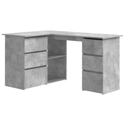 Secretária de canto - Mesa de computador derivados de madeira cinzento cimento